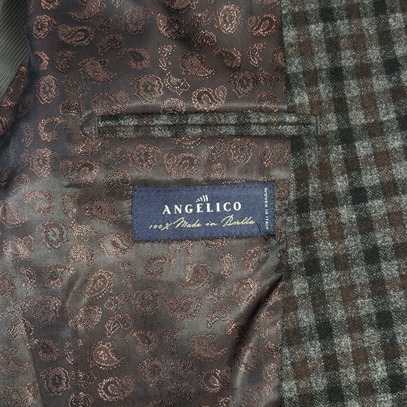 S Cohen Angelico Men’s 48R 100% Wool Checked Plaid Blazer Sport Coat Jacket Fall - Picture 14 of 16